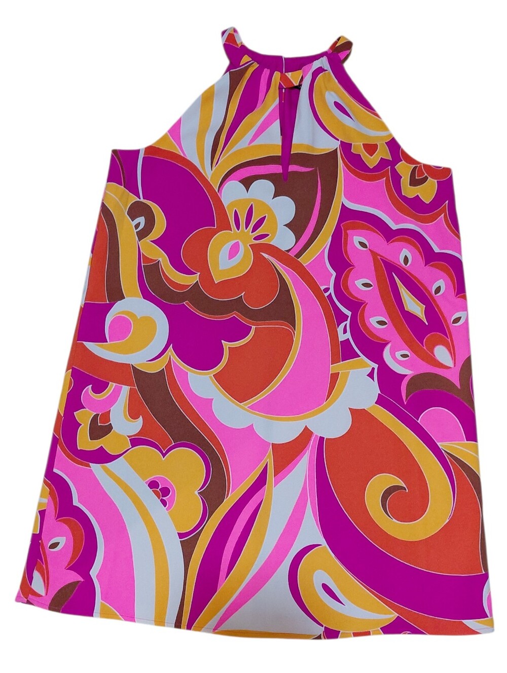 Retro Mod Express Sleeveless Keyhole Dress in Hot Pink, Yellow